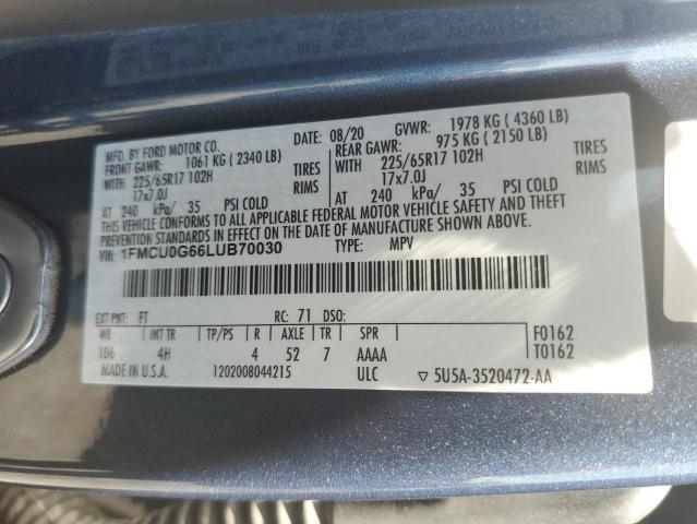 1FMCU0G66LUB70030 Ford ESCAPE SE