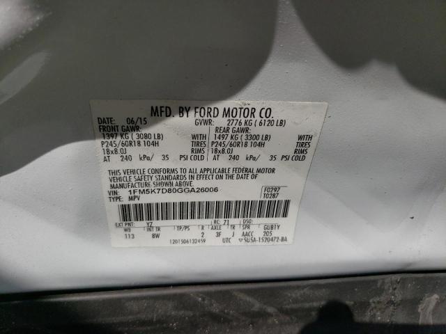 1FM5K7D80GGA26006 Ford EXPLORER XLT