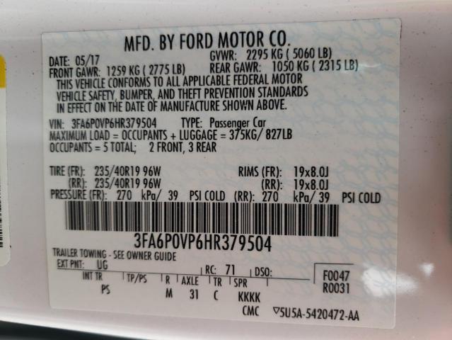3FA6P0VP6HR379504 Ford Fusion Sport