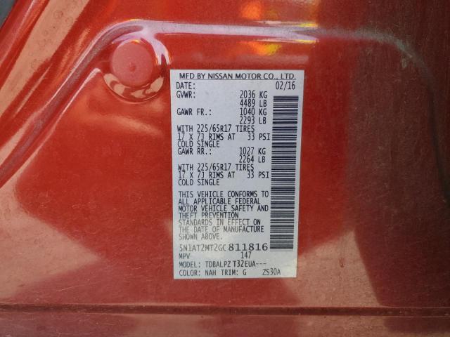 5N1AT2MT2GC811816 Nissan ROGUE S