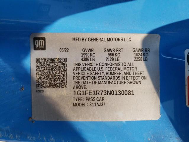 2022 CHEVROLET CAMARO LT1 - 1G1FE1R73N0130081