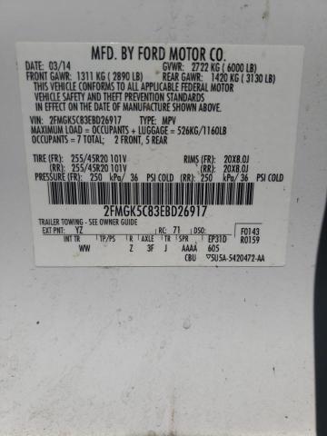 2FMGK5C83EBD26917 2014 Ford Flex Sel