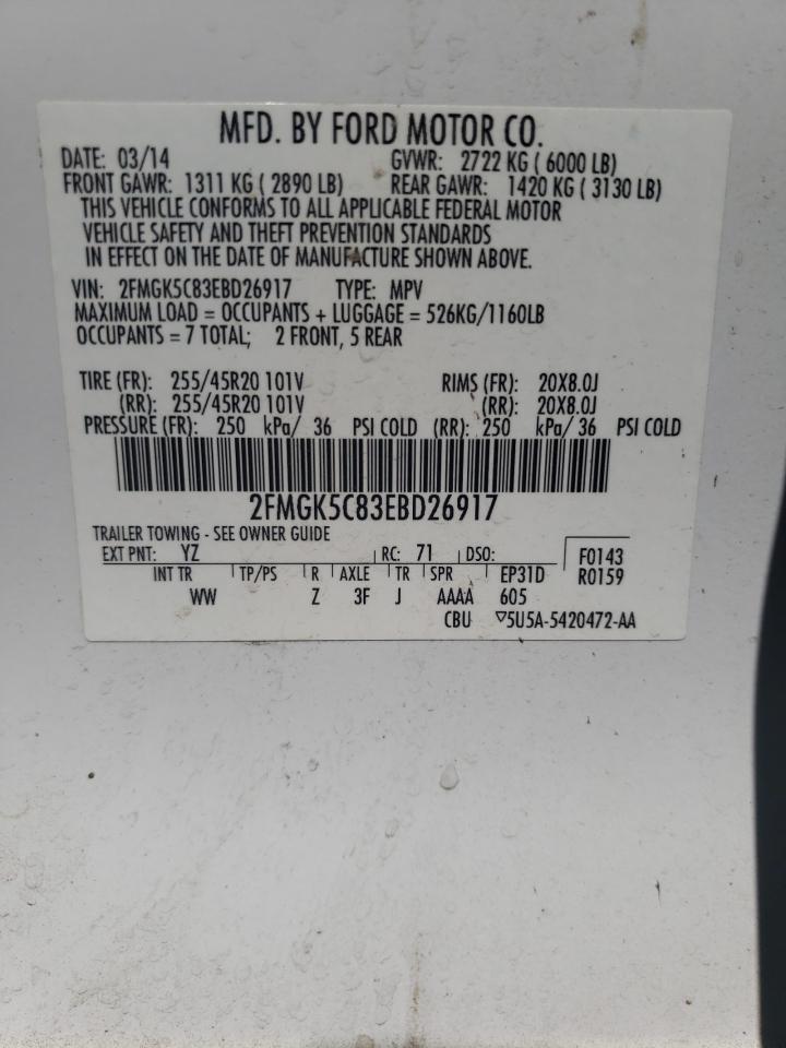 2FMGK5C83EBD26917 2014 Ford Flex Sel 2FMGK5C83EBD26917 2014 Ford Flex Sel