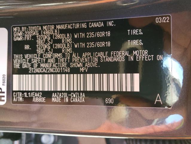 2022 LEXUS NX 250 2T2ADCAZ2NC001148