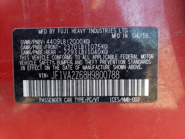 JF1VA2Z68H9800788 Subaru Wrx Sti Limited