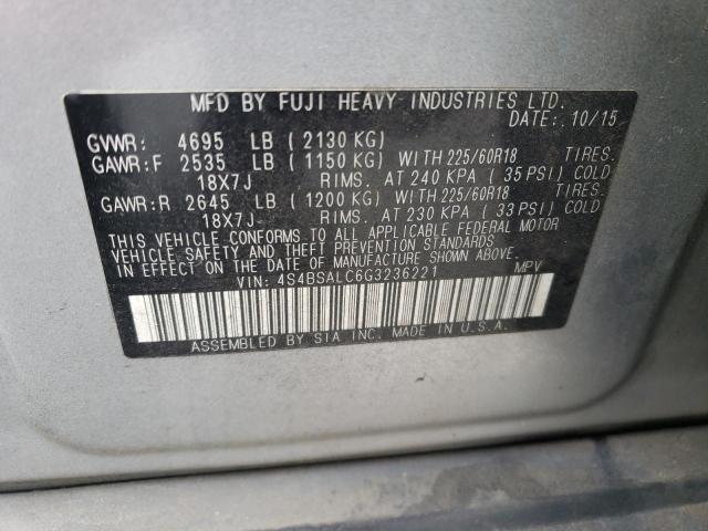4S4BSALC6G3236221 Subaru Outback 2.5i Limited