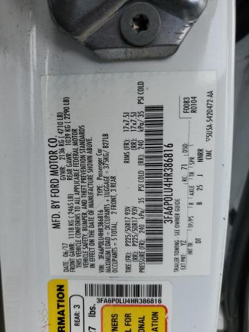 3FA6P0LU4HR386816 Ford Fusion Se Hybrid