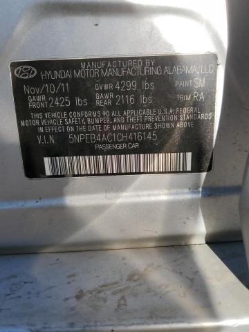 VIN: 5NPEB4AC1CH416145 Auction: COPART Lot: 57729603 Location: CA - BAKERSFIELD 5NPEB4AC1CH416145 HYUNDAI SONATA 2012 SILVER Photo 12