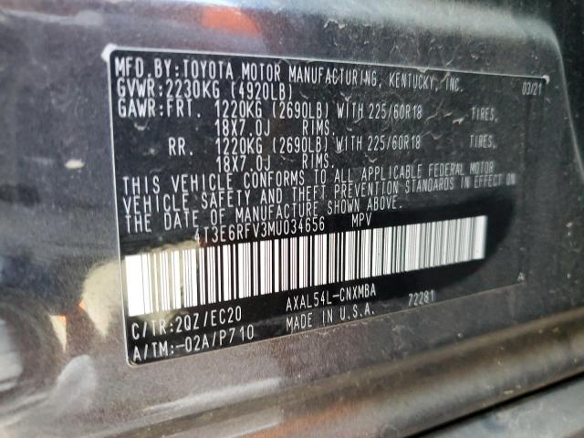 4T3E6RFV3MU034656 Toyota RAV4 XSE