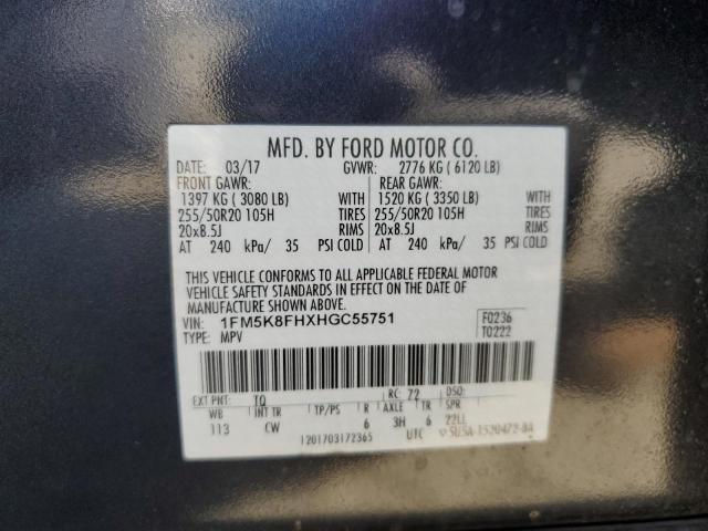 1FM5K8FHXHGC55751 Ford Explorer Limited