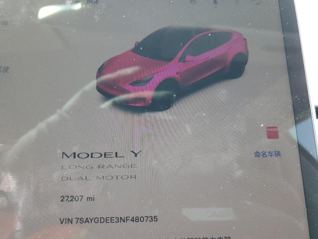 7SAYGDEE3NF480735 Tesla Model Y