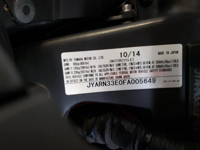 2015 YAMAHA FZ09 JYARN33E0FA005649