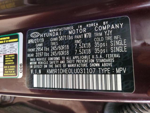 VIN KM8R1DHE0LU031107 2020 HYUNDAI PALISADE no.12