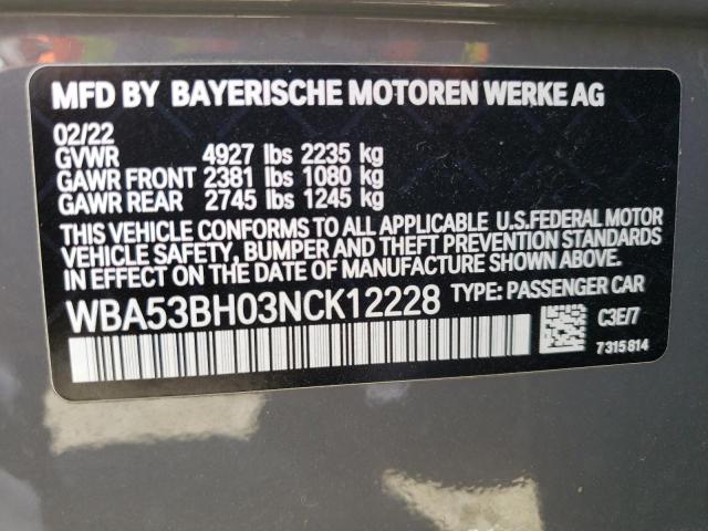 WBA53BH03NCK12228 BMW 530 I