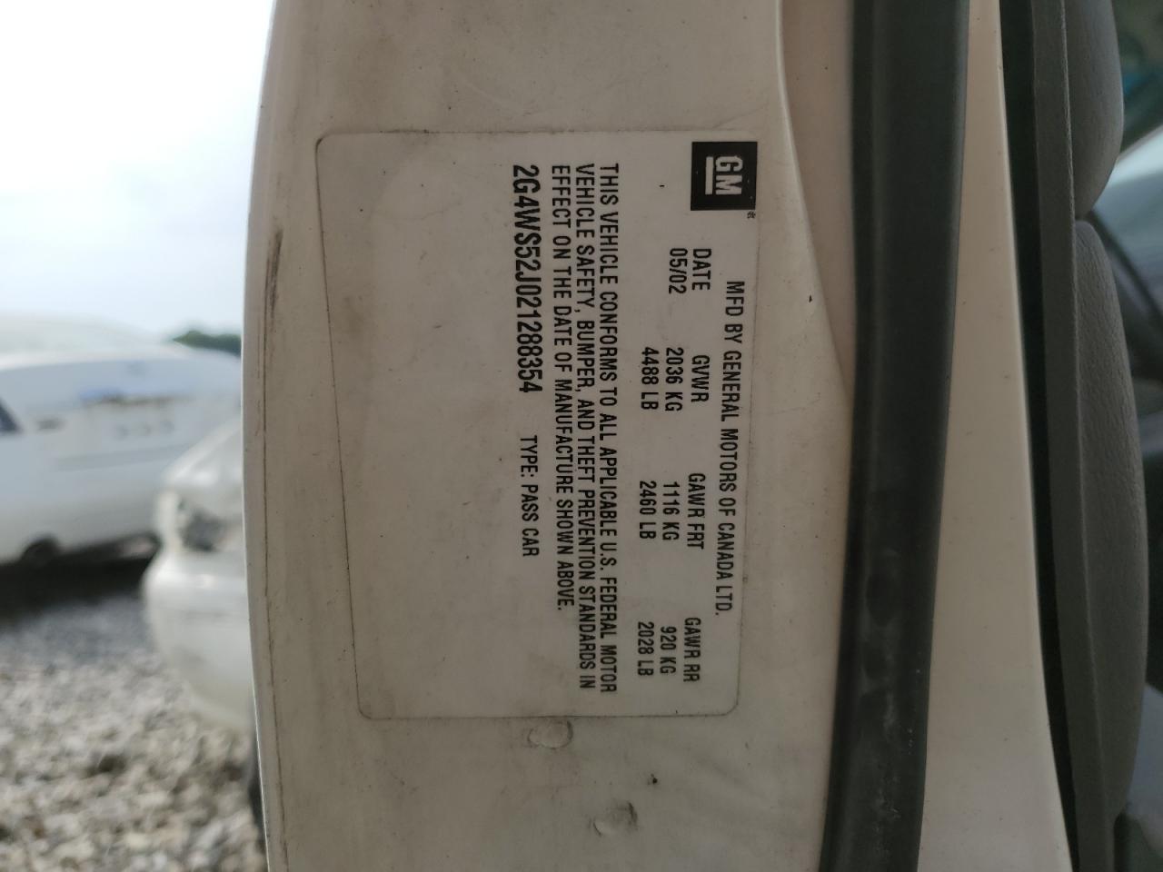 2g4ws52j021288354 2G4WS52J021288354 2002 Buick Century Custom