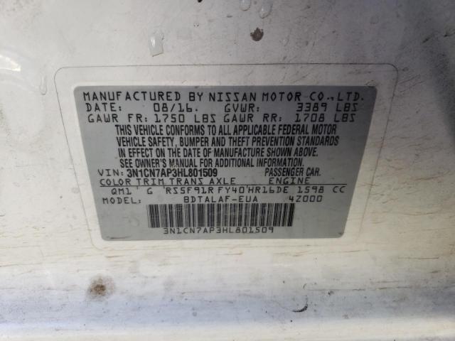 3N1CN7AP3HL801509 Nissan VERSA S