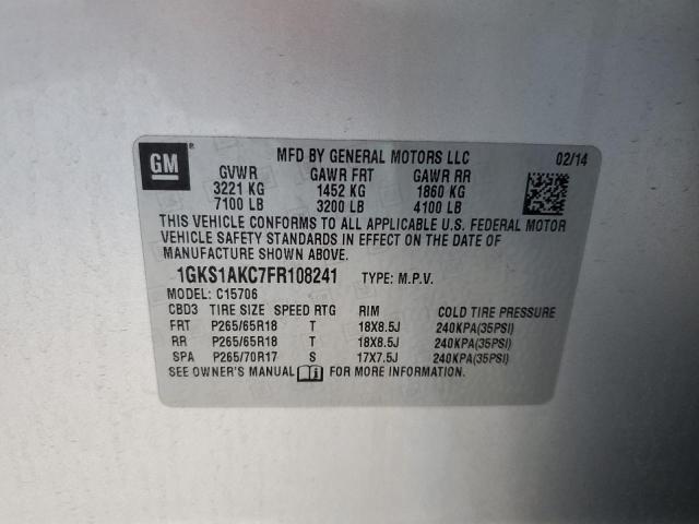 1GKS1AKC7FR108241 GMC YUKON SLE