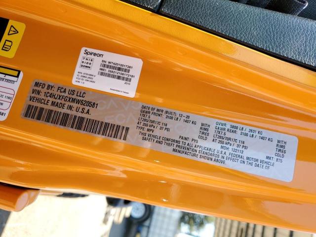 1C4HJXFGXMW620581 Jeep Wrangler Unlimited Rubicon