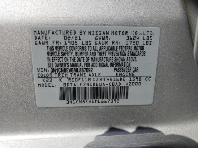 3N1CN8EV6ML867092 Nissan VERSA SV