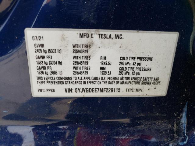 5YJYGDEE7MF229115 Tesla Model Y  12