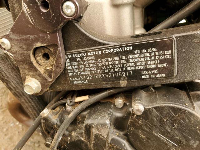 2006 SUZUKI GSX-R750 K - JS1GR7KAX62105977
