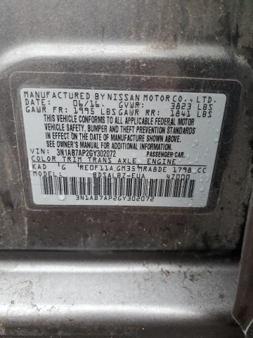 3N1AB7AP2GY302072 Nissan SENTRA S
