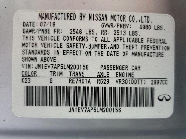 2020 INFINITI Q50 PURE - JN1EV7AP5LM200156