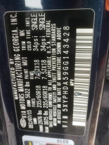 5XYPHDA59GG143428 KIA SORENTO EX