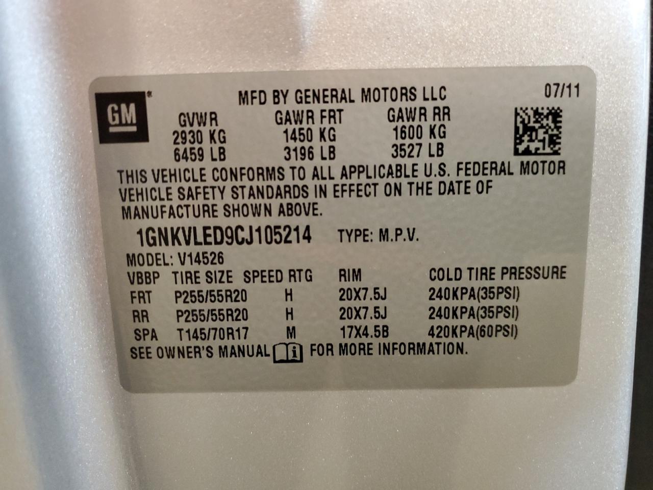 Lot #2179660091 2012 CHEVROLET TRAVERSE L