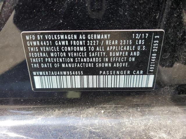 2017 VOLKSWAGEN E-GOLF SE WVWKR7AU4HW954655