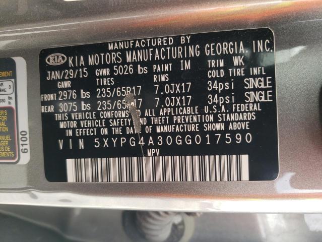 5XYPG4A30GG017590 KIA SORENTO LX