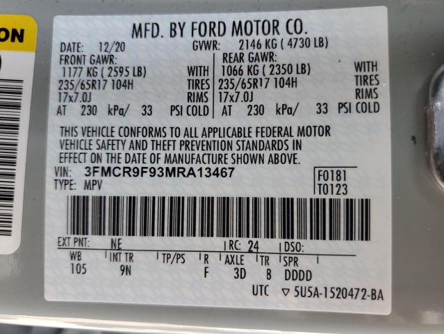 3FMCR9F93MRA13467 Ford Bronco Sport First Edition