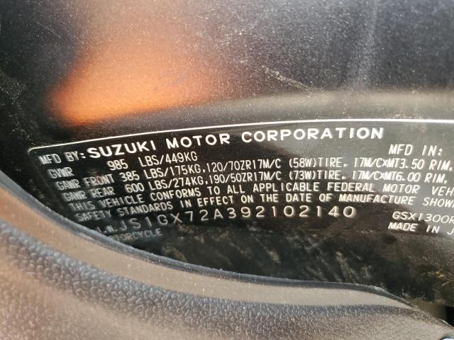 2009 SUZUKI GSX1300 R JS1GX72A392102140