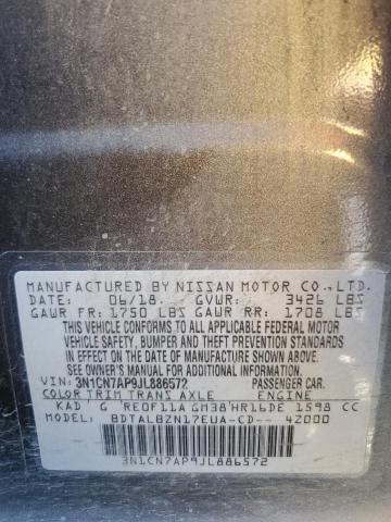 3N1CN7AP9JL886572 Nissan VERSA S