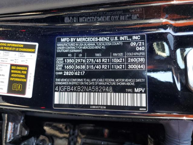 4JGFB4KB2NA582948 Mercedes-Benz Gle 350 4matic