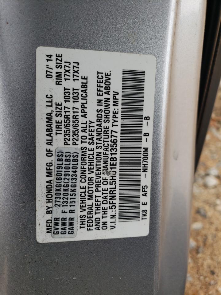 5FNRL5H61EB135677 2014 Honda Odyssey Exl