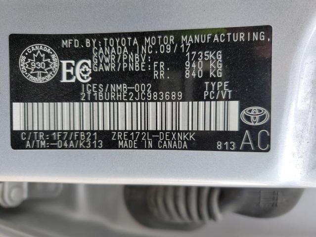 2018 TOYOTA COROLLA L - 2T1BURHE2JC983689