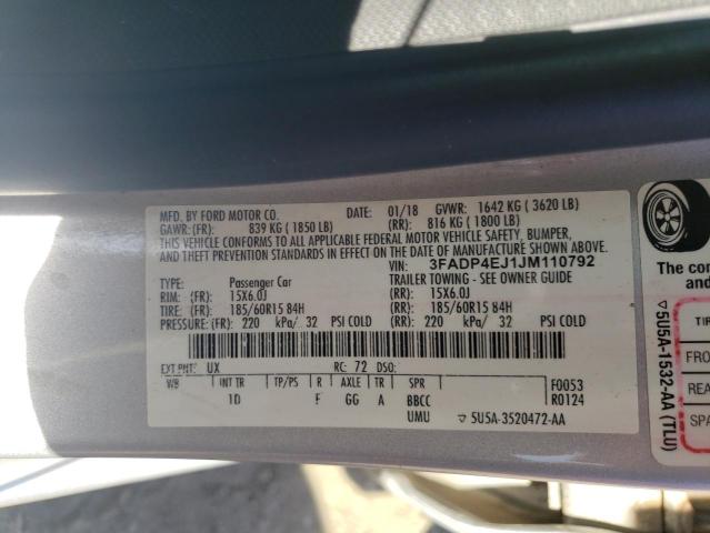 3FADP4EJ1JM110792 Ford FIESTA SE