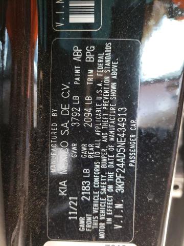 3KPF24AD5NE434913 KIA FORTE FE