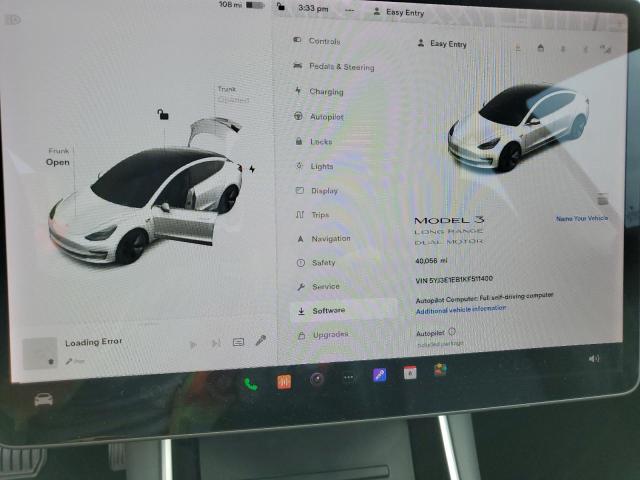 5YJ3E1EB1KF511400 Tesla MODEL 3