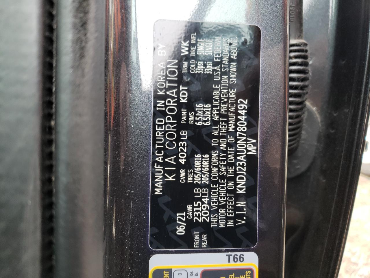 KNDJ23AU0N7804492 2022 Kia Soul Lx