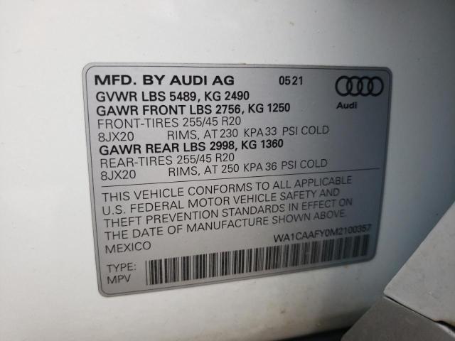 WA1CAAFY0M2100357 2021 AUDI Q5, photo no. 13