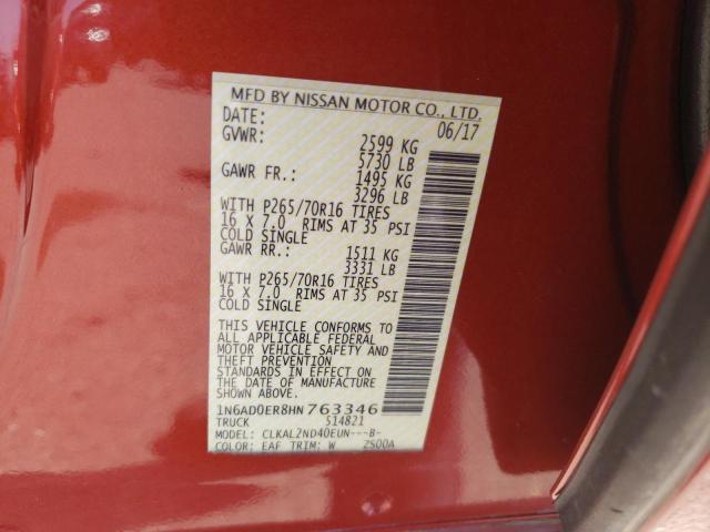 1N6AD0ER8HN763346 Nissan FRONTIER S
