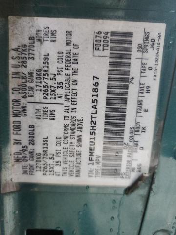 1996 Ford Bronco U100 VIN: 1FMEU15H2TLA51867 Lot: 57097073