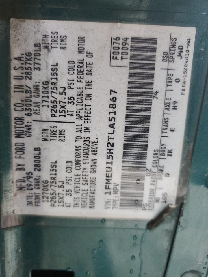 1FMEU15H2TLA51867 1996 Ford Bronco U100