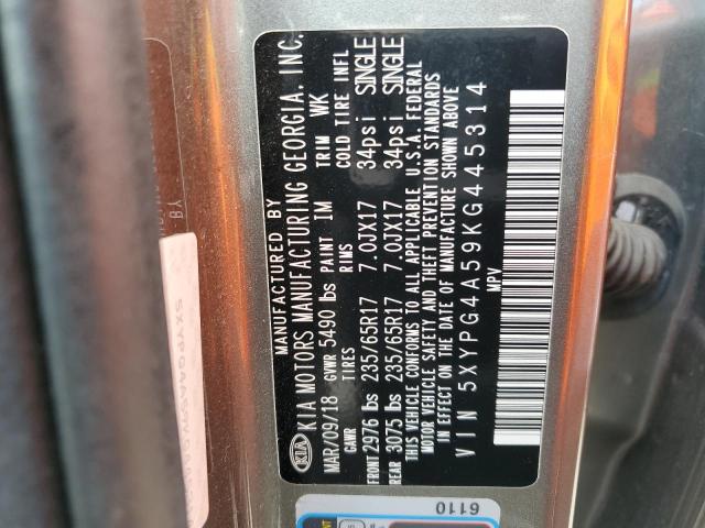 5XYPG4A59KG445314 KIA SORENTO LX