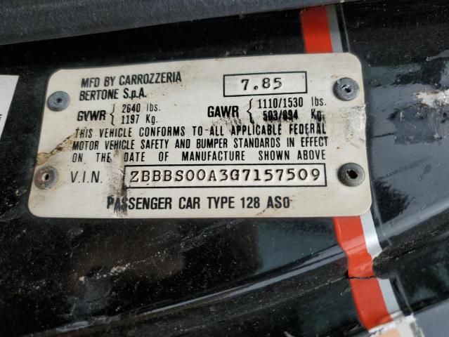 1986 Fiat Bertone VIN: ZBBBS00A3G7157509 Lot: 56694683