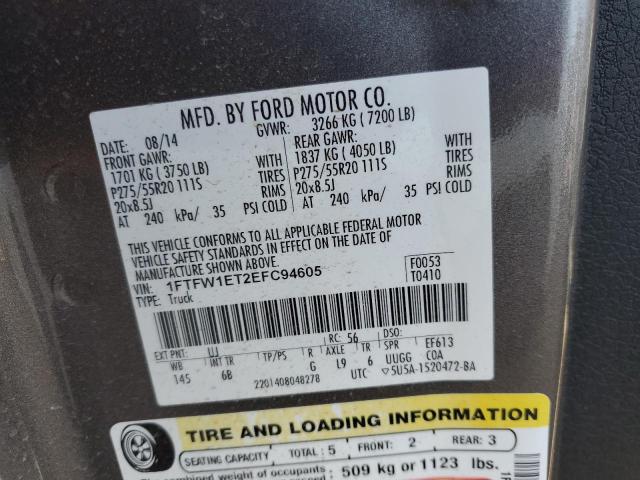 1FTFW1ET2EFC94605 Ford F150 Supercrew
