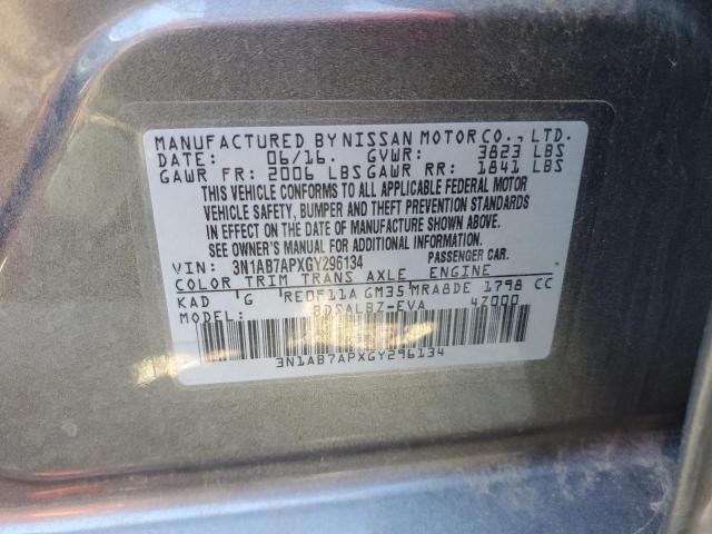 3N1AB7APXGY296134 Nissan SENTRA S