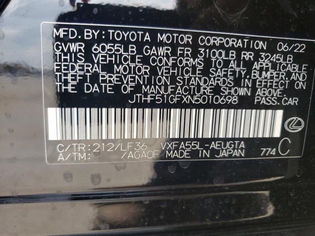 2022 LEXUS LS 500 BAS - JTHF51GFXN5010698
